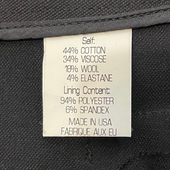 Theory Black Wool Blend Back Slit Side Zip Mini Skirt Women's Size 12 - Picture 10 of 11